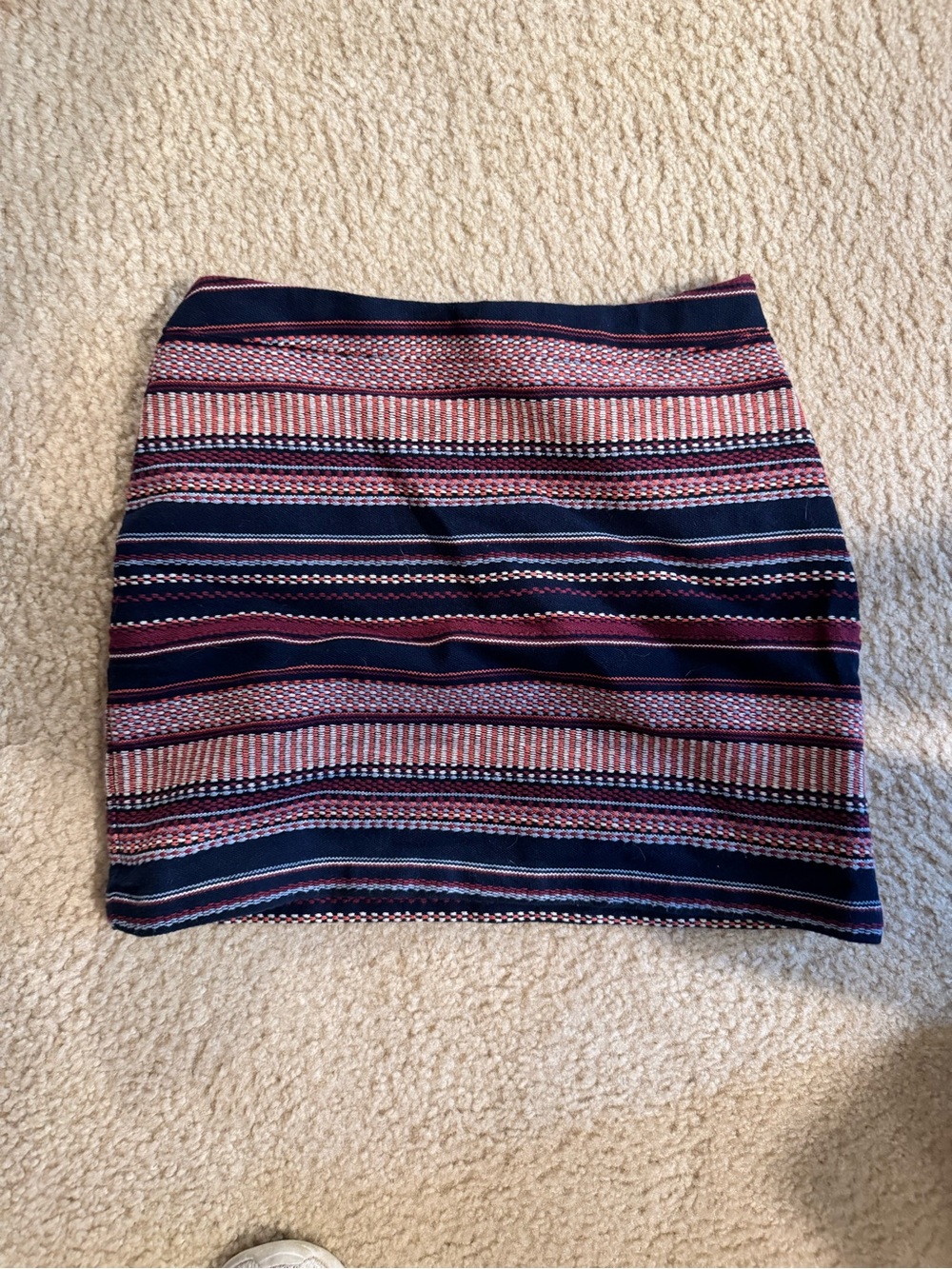 Hollister Striped Navy and Pink Knit Mini Skirt - small